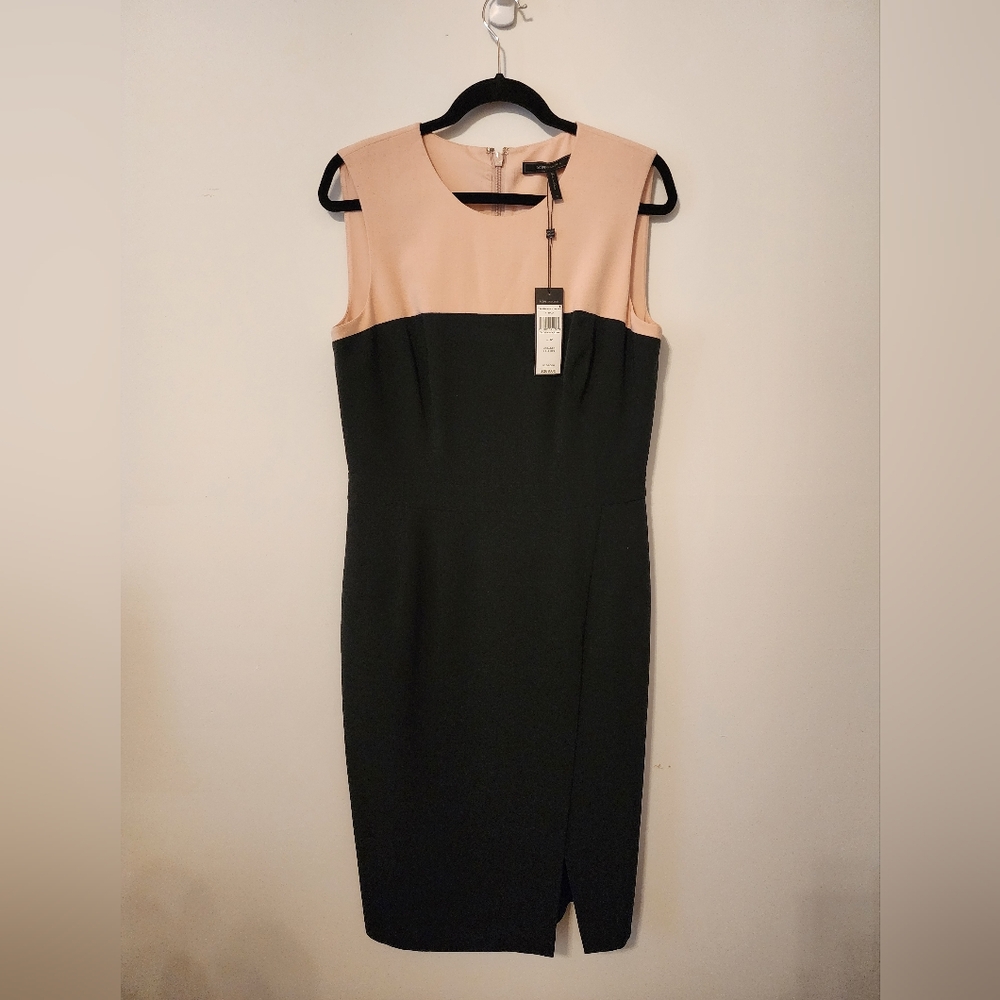 BCBGMaxAzria Black and Nude Pink Sheath Dress NWT US12